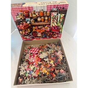 Used Springbok Reservas!1000 Piece Jigsaw Puzzle Fruit Preserves Kitchen Pantry